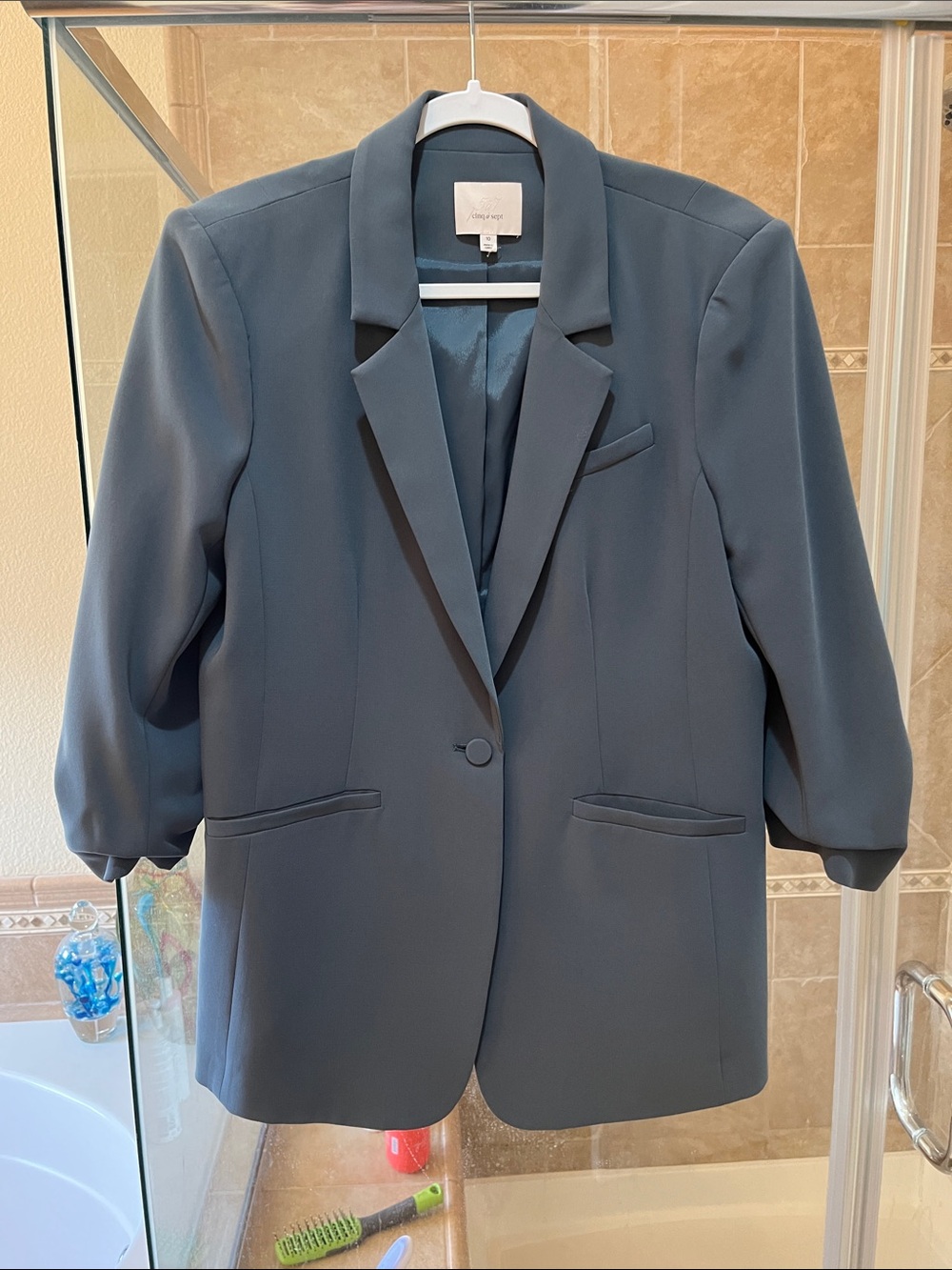 cinq a sept Slate Blue Single-Button Blazer